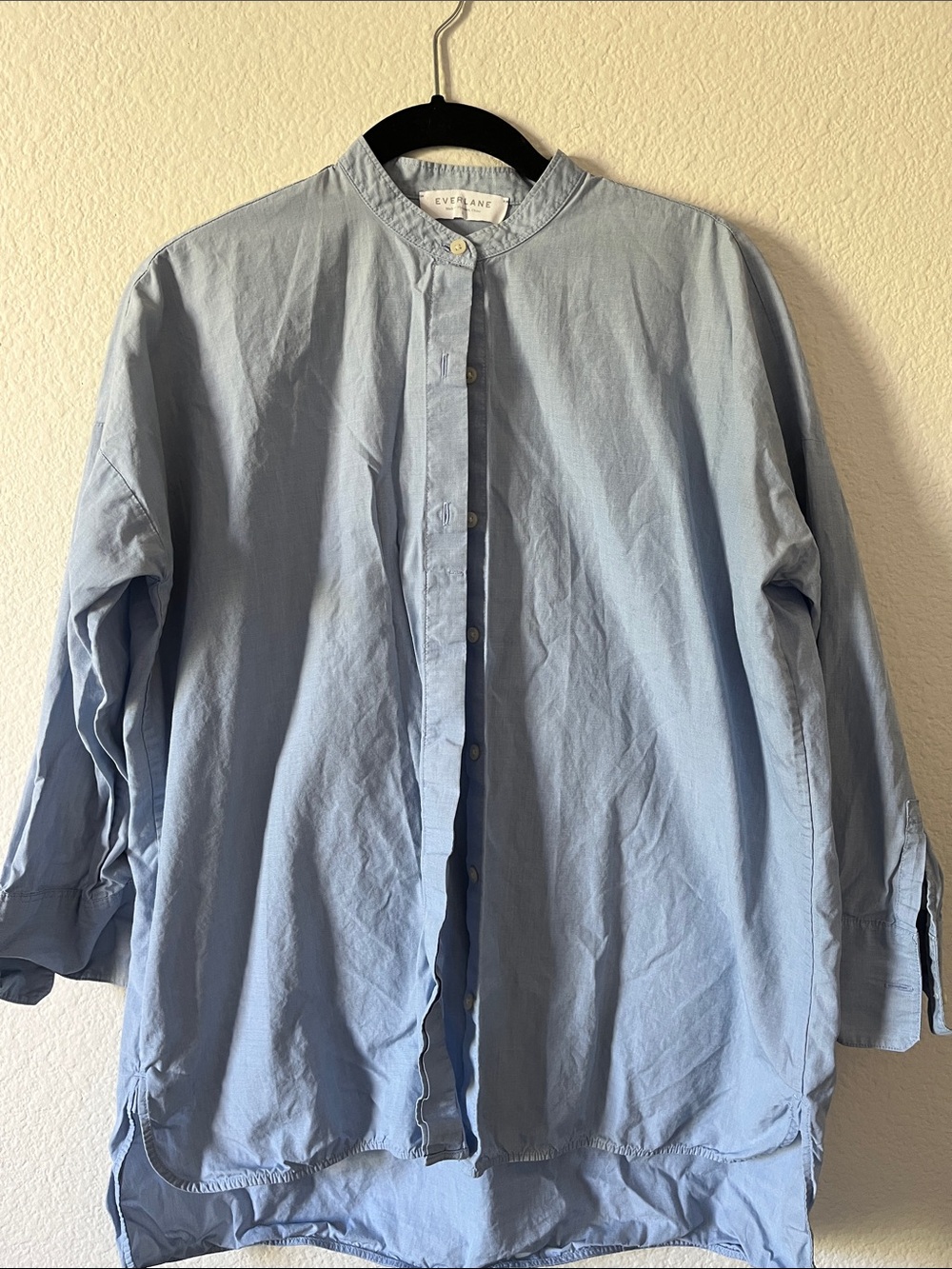 Everlane Pale Blue Mandarin-Collar Button Shirt
